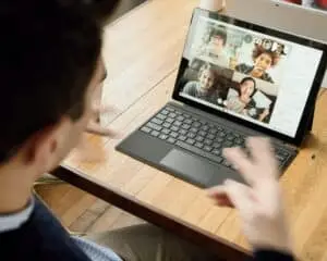 talking to coworkers online