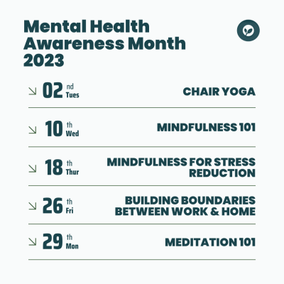 Mental Health Awareness Month Sample Schedule